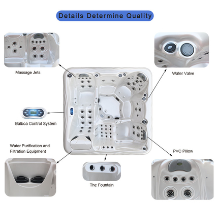 Witte marmer 1300L Outdoor Spa Hot Tub Acryl Spa badkuip Whirlpool Balboa systeem