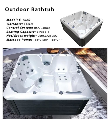 Luxe buitenbaden voor 5 personen met Whirlpool Massage Acrylbad met Bluetooth-luidspreker
