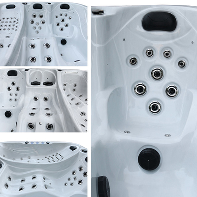 Luxe tuin bubbelbad voor 4 personen Acrylische spa's voor volwassenen Badkuip Whirlpool met massagefunctie voor buiten