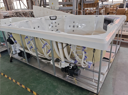 8 personen 600-gallon capaciteit rechthoekige acryl bad met 73 jets en 16 air jets
