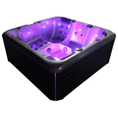 Buiten acryl bubbelbad Whirlpool massagebad met waterval en kleurrijke lichten