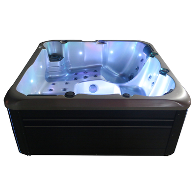 Buiten acryl bubbelbad Whirlpool massagebad met waterval en kleurrijke lichten