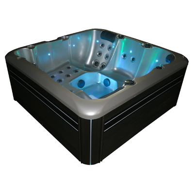 Buiten acryl bubbelbad Whirlpool massagebad met waterval en kleurrijke lichten