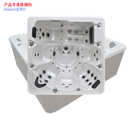 6 de Draaikolktubs White Marble Spa Hete Ton van de personen Vierkante Vorm met 45 Massagestralen